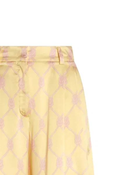 Pantaloni Genny de mătase cu imagine galben