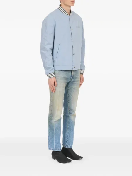 Πλευρωτός μπουφάν Mm6 Maison Margiela με αυτόγραφο μπλε