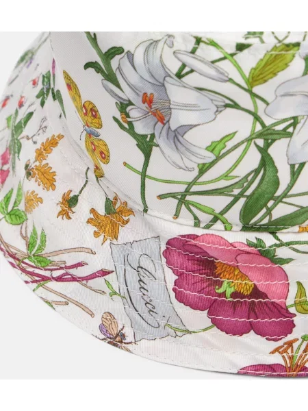 Pălărie Gucci de mătase cu model floral alb
