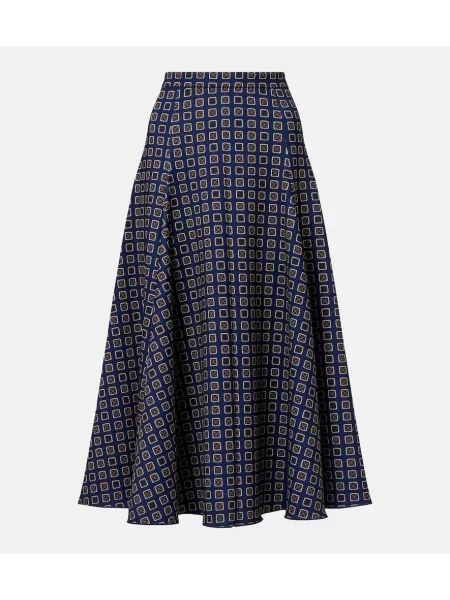 Fustă midi Max Mara cu imagine din jerseu până la genunchi albastru