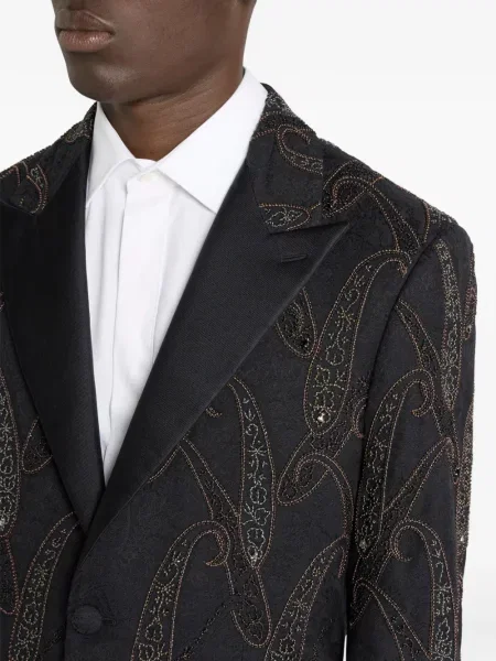 Μπουφάν Etro με κέντημα paisley ζακάρ μαύρο
