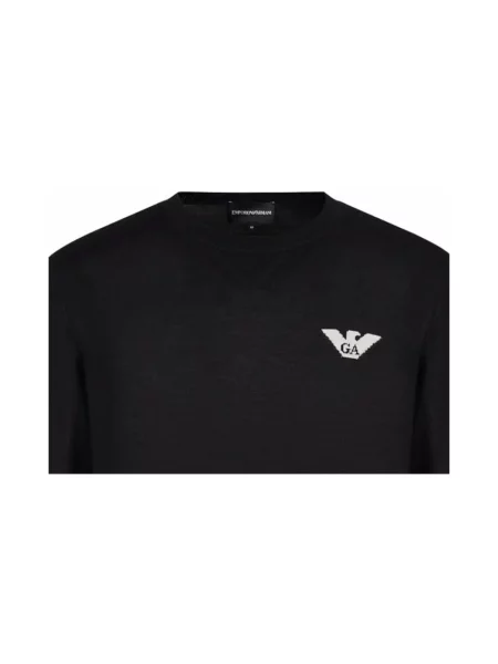 Bluza Armani wełniana z logo czarna