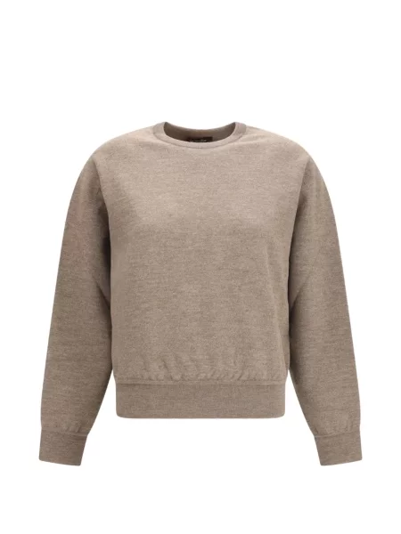 Pulover Loro Piana cu decolteu rotund maro