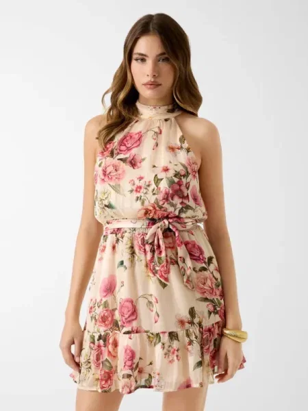 GUESS Rochie DANIELE verde / oliv / roz / roz pastel bej