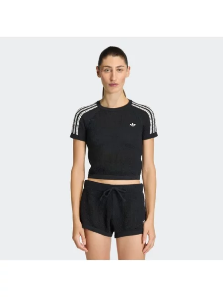 Adidas Póló Knitted Crochet Tee fekete