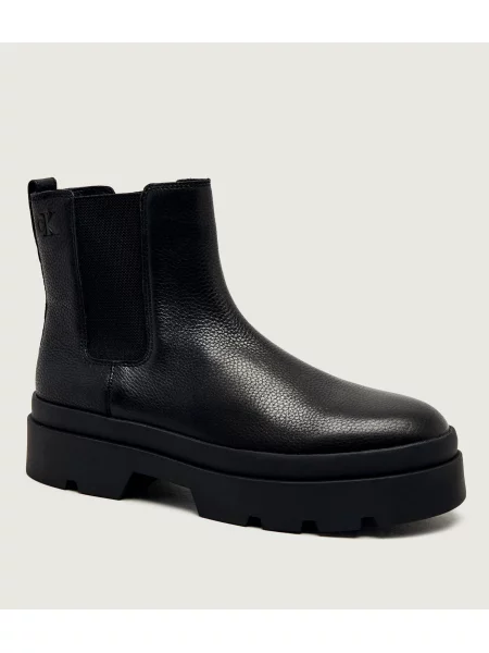 Calvin Klein Bőr bokacsizma fekete