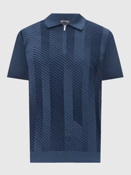Поло у візерунок смужка Bertolo Cashmere синє