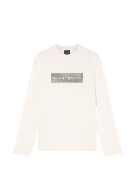 Lung tricou Armani Exchange cu imagine alb