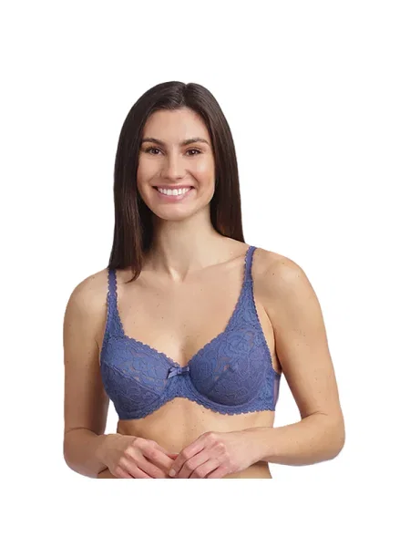 Sutien Playtex cu model floral din dantelă cu armatură albastru