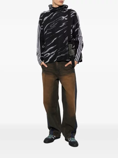 Sală de gimnastică top Adidas cu autograf cu dungi negru