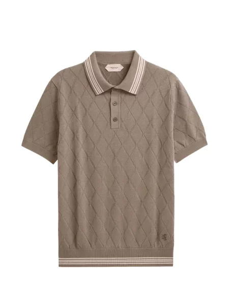 Tricou polo Pringle Of Scotland tricotate cu model argyle maro