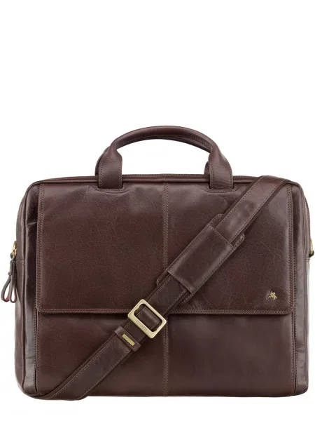 Кожаная сумка для ноутбука Visconti коричневая