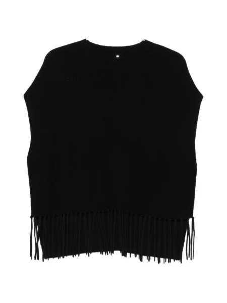 Poncho Patrizia Pepe cu franjuri negru