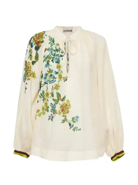 Top Alemais cu model floral cu imagine alb