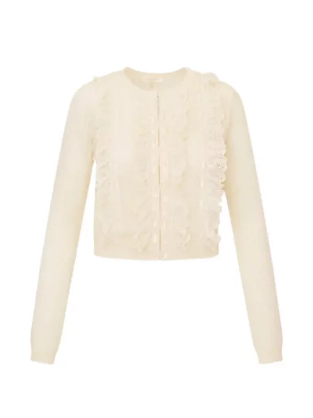 Cardigan Loveshackfancy tricotate cu volane alb