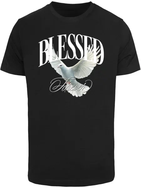 Mister Tee Tricou Blessed Forever gri / negru alb