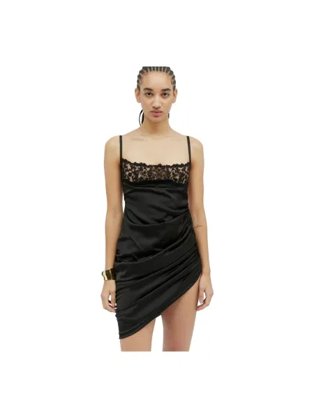 Satynowa sukienka Jacquemus czarna