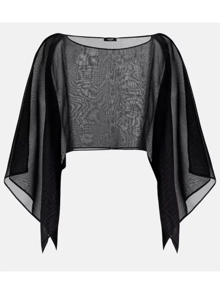 Top Balmain de mătase negru