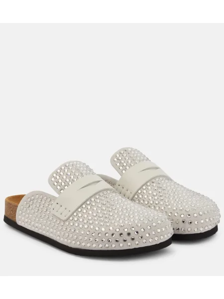 Semišové křišťálové bačkory Jw Anderson bílé