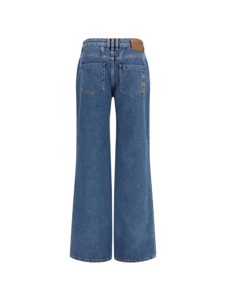 Blugi cu picior larg Balmain cu broderie albastru