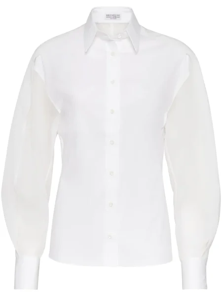 Cămașă Brunello Cucinelli din organza alb