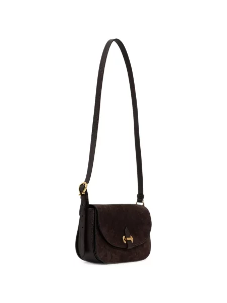 Geanta crossbody Pollini din piele de căprioară maro