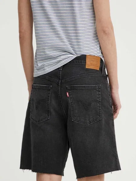 Džínové šortky Levi's BERMUDA SHORT hladké high waist černá