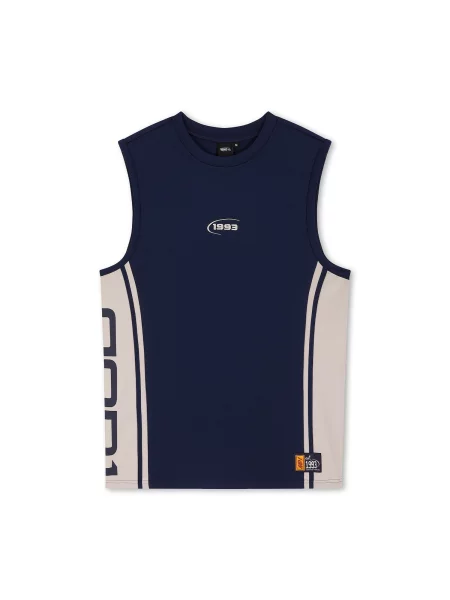 Tricou Retro / albastru marin bej