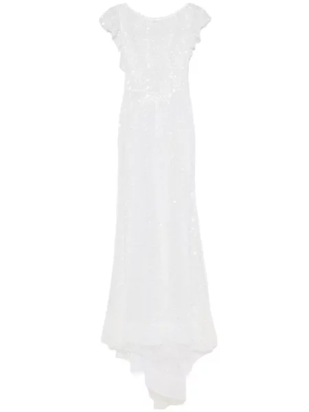 Maksi sukienka maxi Parlor z cekinami garniturowa biała