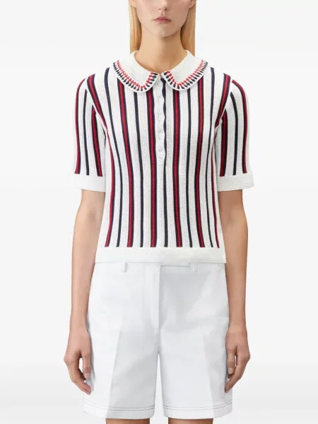 Croșetat tricou polo Thom Browne tricotate alb