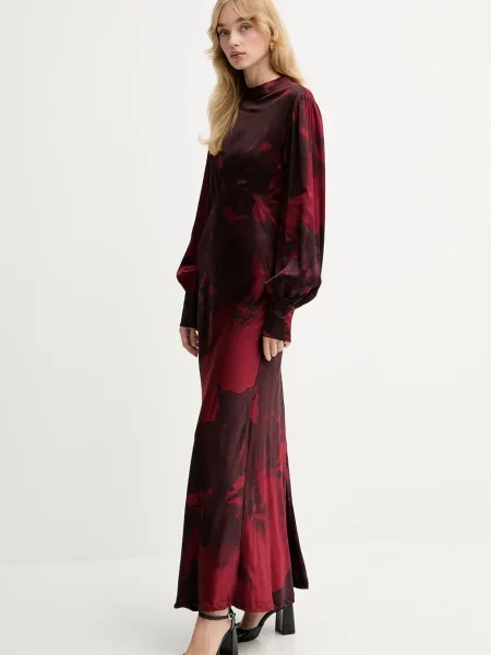 Gestuz sukienka maxi rozkloszowana bordowy