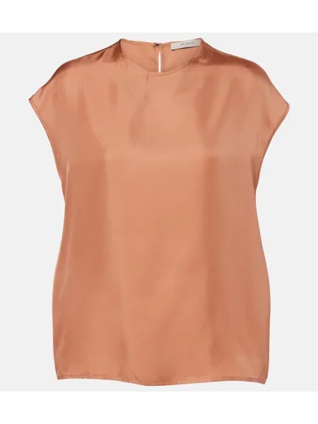 Jedwabny top z jedwabiu Asceno brązowy