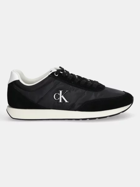 Calvin Klein Sneakers RETRO cu adaos de piele negru