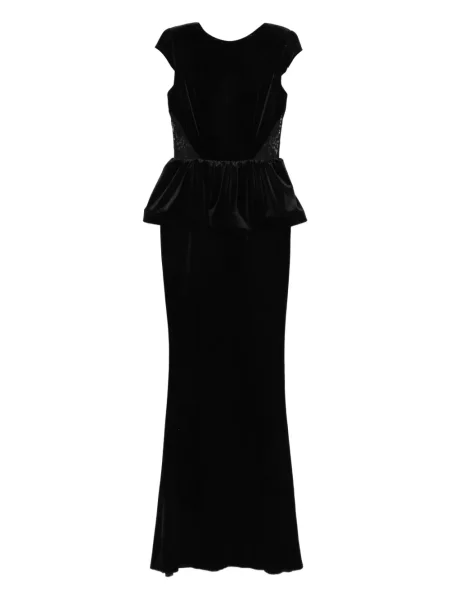 Rochie maxi Silk Love & Lace de mătase de costum negru