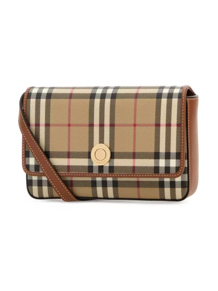 Body Burberry skórzany w kratę retro beżowy