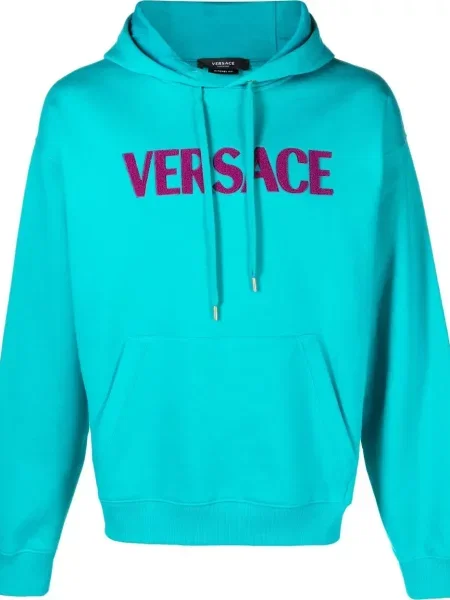 Hanorac cu glugă Versace cu imagine albastru
