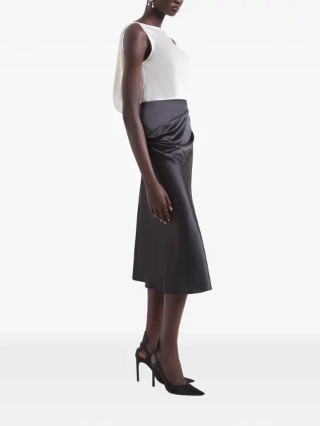 Fustă midi Nina Ricci asimetrică drapată negru