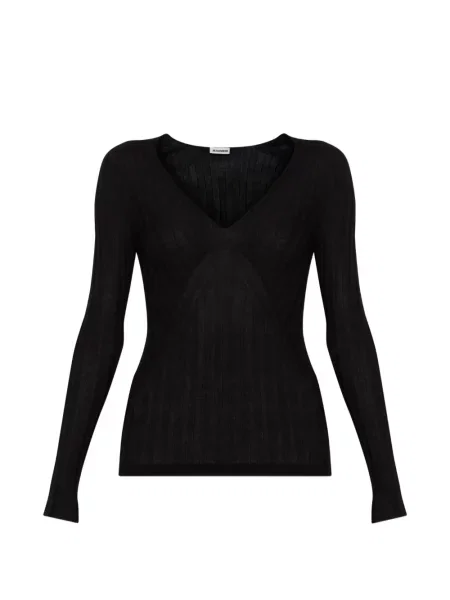 Pulover Jil Sander cu decolteu în V negru