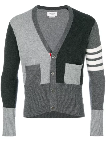Cardigan Thom Browne cu decolteu în V gri