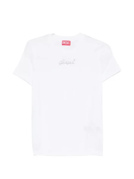 Tricou Diesel scurt cu autograf alb