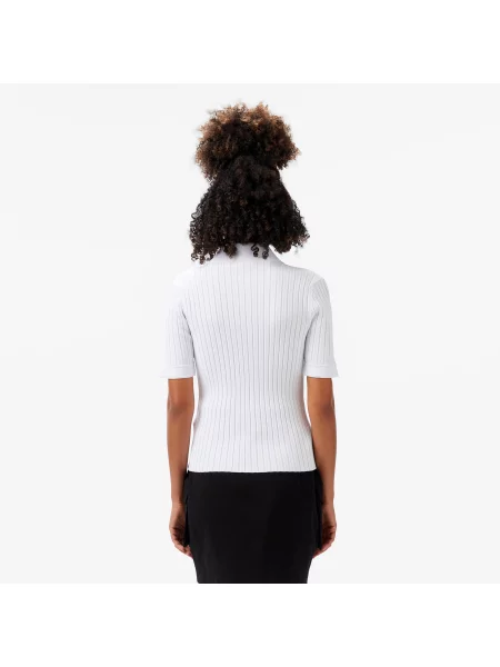 Lacoste Sweter Z Krótkim Rękawem biały