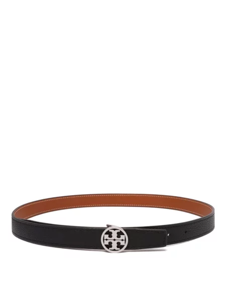Pasek Tory Burch skórzany dwustronny czarny