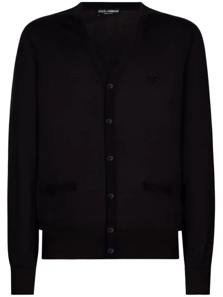 Cardigan Dolce & Gabbana cu broderie de mătase albastru