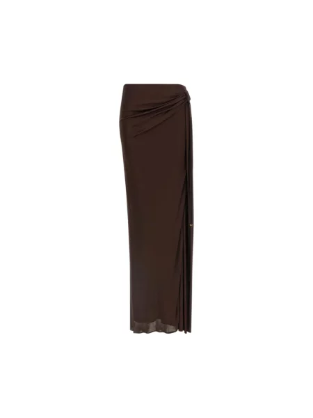 Dzianinowa spódnica maxi Elisabetta Franchi brązowa