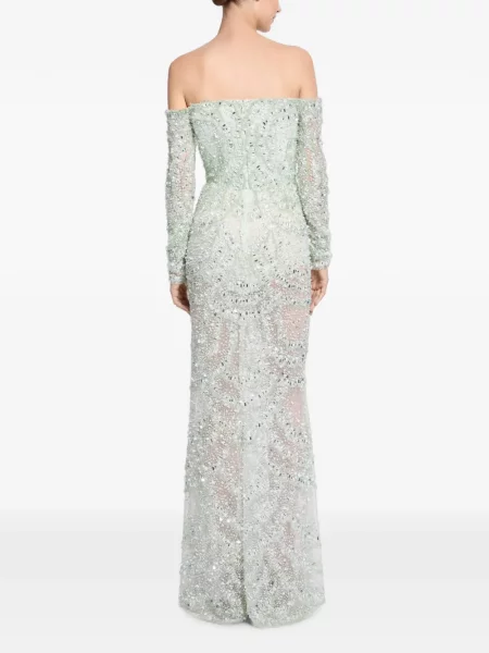 Rochie maxi Elie Saab cu broderie verde
