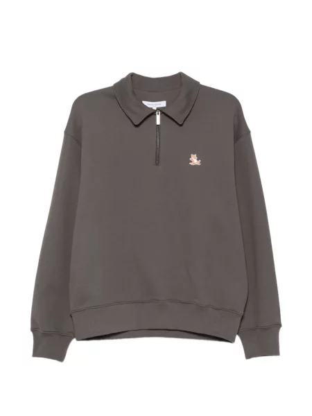 Hanorac cu fermoar Maison Kitsune cu autograf gri