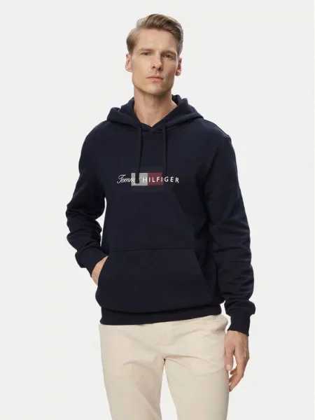 Tommy Hilfiger Džemperis Script Flag Tamsiai mėlyna
