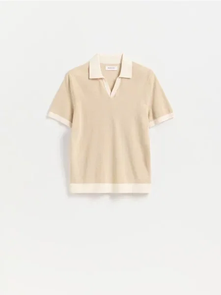 Gulerat tricou polo Reserved bej