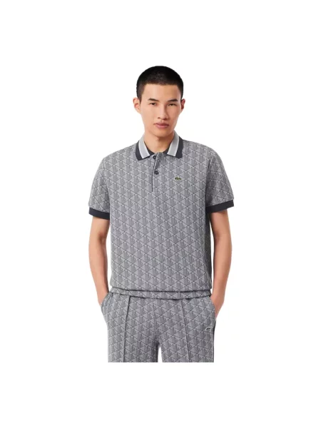 Koszula LACOSTE Short Sleeved Ribbed Collar Shirt Calluna/ Graphite 5 szara