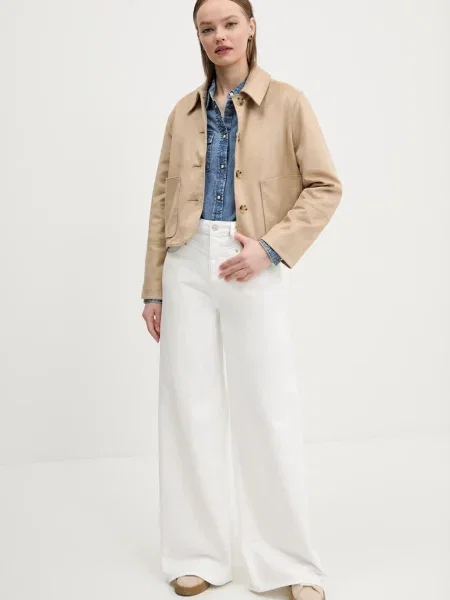 Abercrombie & Fitch kurtka przejściowa oversize beżowy